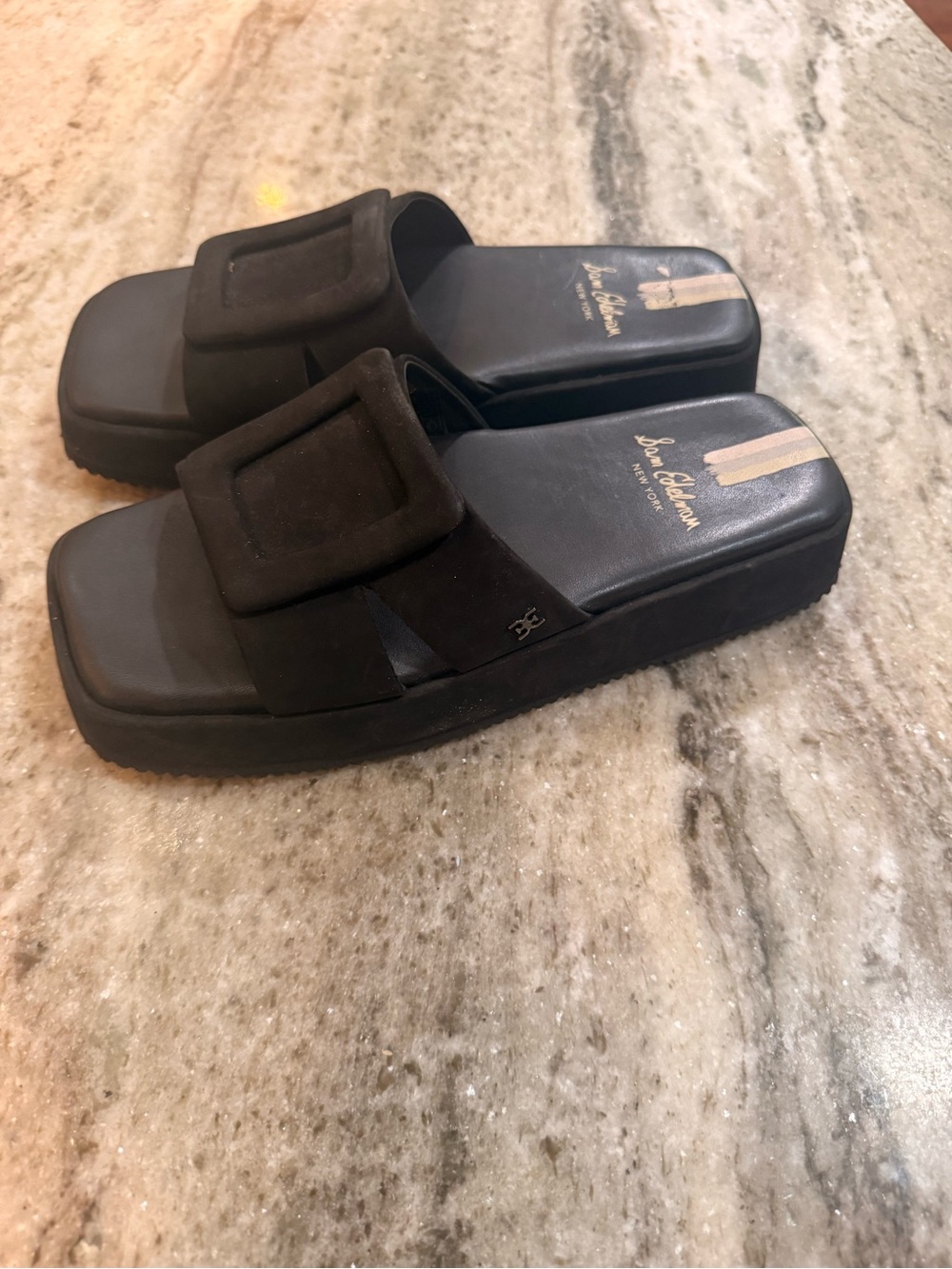 Sam Edelman Black Platform Slide Sandals